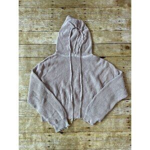 Acrobat Lightweight Hooded Ribbed Knit Sweater in Dusty Pink